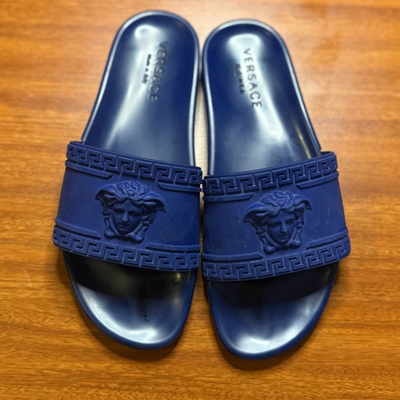Versace Navy Medusa Slide Sandals - Picture 1 of 4